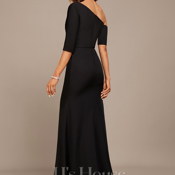 JJ’s House Sheath/Column Asymmetrical Floor-Length Stretch Crepe - Picture 7 of 9